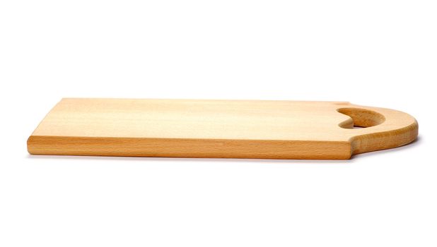 Wooden chopping board isolated on white background