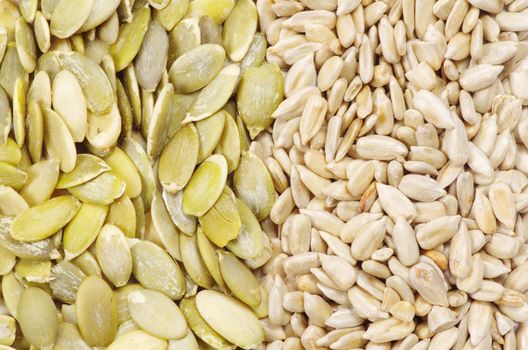 Close up image of sunflower and pumpkin seeds
