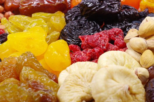 Background made of assorted dried fruits