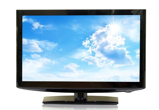 frontal view of widescreen lcd monitor isolated on white