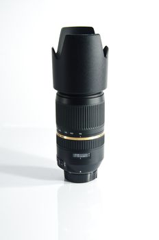 Lens telephoto on white background.