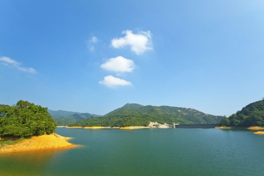 Reservoir pond in Hong Kong at day