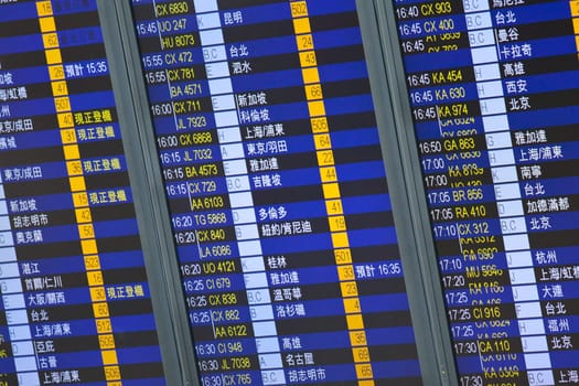 Flight arrival board in airport, abstract image. 