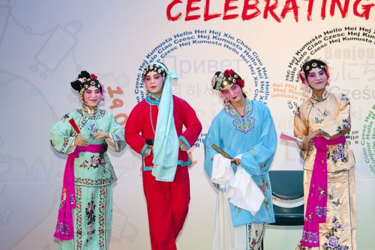 HONG KONG - OCT 19: Lingnan University organizes International Day on October 19, 2011 in Hong Kong. Students are performing Peking Opera to celebrate this event on campus. 