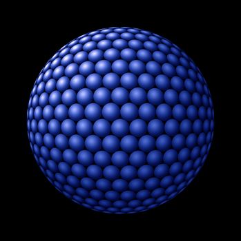 Blue spheres clustered into a larger sphere