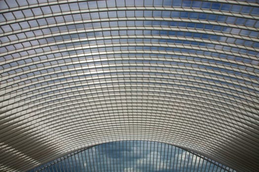 Contemporary and futuristic Liege-Guillemins railway station in Belgium by the architect Calatrava