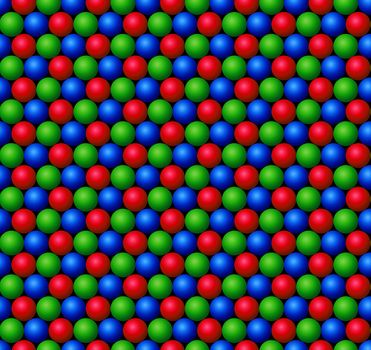Red, Green and Blue spheres repeated in plane