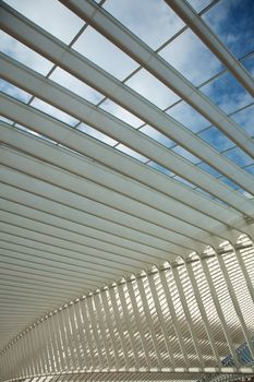 Contemporary and futuristic Liege-Guillemins railway station in Belgium by the architect Calatrava