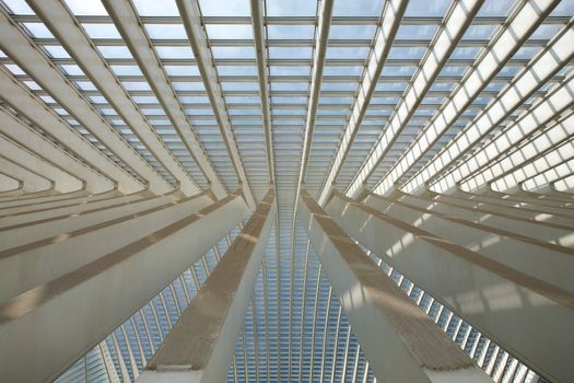 Contemporary and futuristic Liege-Guillemins railway station in Belgium by the architect Calatrava