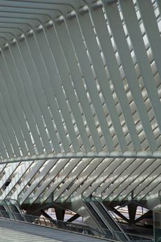 Contemporary and futuristic Liege-Guillemins railway station in Belgium by the architect Calatrava