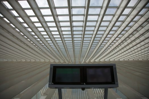 Contemporary and futuristic Liege-Guillemins railway station in Belgium by the architect Calatrava