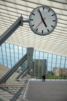 Contemporary and futuristic Liege-Guillemins railway station in Belgium by the architect Calatrava