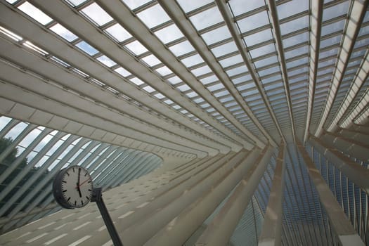 Contemporary and futuristic Liege-Guillemins railway station in Belgium by the architect Calatrava