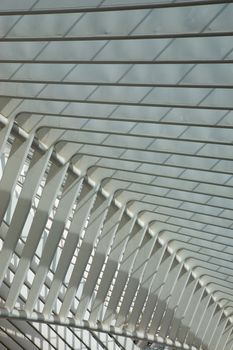 Contemporary and futuristic Liege-Guillemins railway station in Belgium by the architect Calatrava