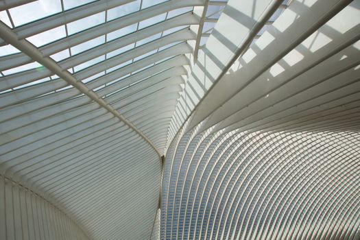 Contemporary and futuristic Liege-Guillemins railway station in Belgium by the architect Calatrava