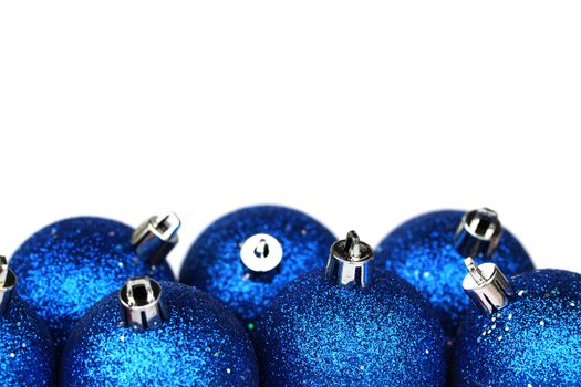 blue christmas balls isolated on white