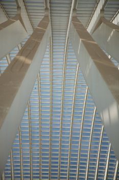 Contemporary and futuristic Liege-Guillemins railway station in Belgium by the architect Calatrava