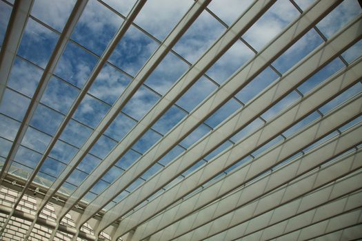 Contemporary and futuristic Liege-Guillemins railway station in Belgium by the architect Calatrava