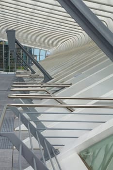 Contemporary and futuristic Liege-Guillemins railway station in Belgium by the architect Calatrava