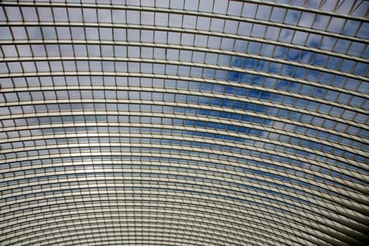 Contemporary and futuristic Liege-Guillemins railway station in Belgium by the architect Calatrava