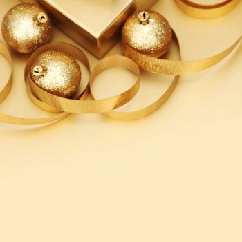 golden christmas background gifts ball