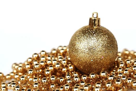  golden christmas ball isolated on white