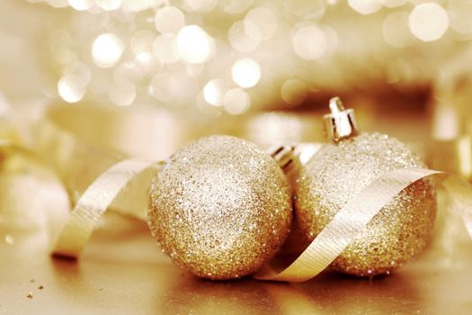 golden christmas background gifts ball