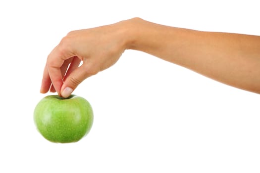 apple in woman hands close up