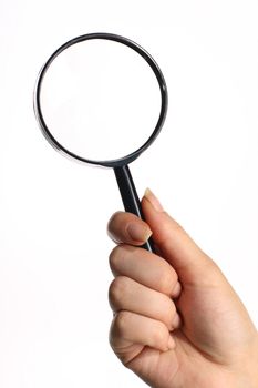 research magnifier hand take in fingers