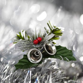 christmas bell on bokeh background