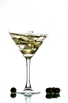 martini splash on white bar background