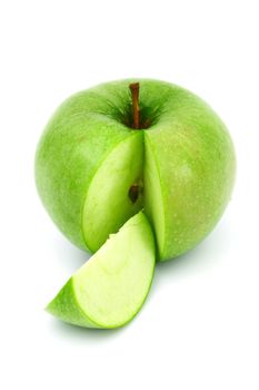 green apples pile slice isolated on white