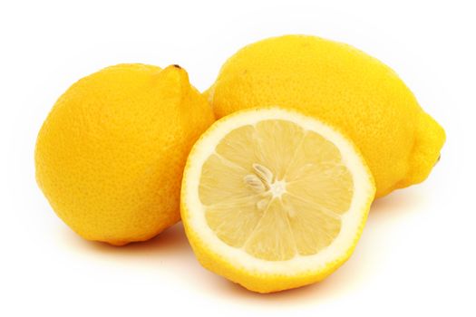 yellow lemons slice pile isolated on white