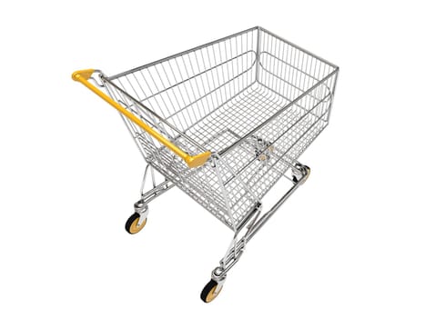 Shopping carts on wheels is isolated on a white background