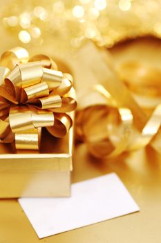 golden christmas background gifts ball