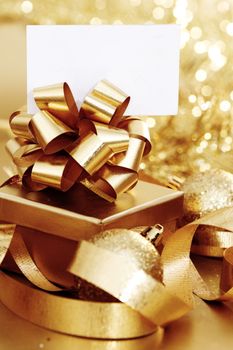 golden christmas background gifts ball