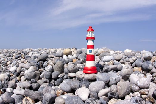 Flintstone on the beach along the coast of Normandie in France