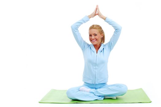 studio yoga woman isolated on white