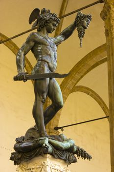 Statue of Perseus holding the head of the Gorgon Medusa