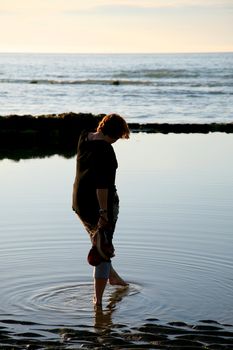 Peace moment on the beach in the north of France