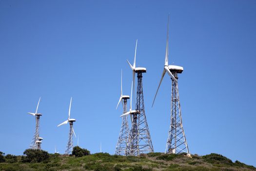 Tarifa wind mills with blue sky