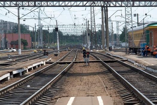 Railway. Rails. The end of platform.