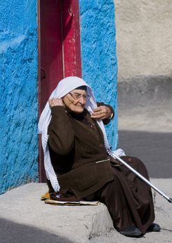 June 2008 Ankara Turkey - Old traditional Turkish woman 