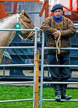  September 2008 Montevideo Uruguay - Gaucho in a horse show in "Expo Prado"