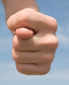 fig. hand gesture with blue sky at background