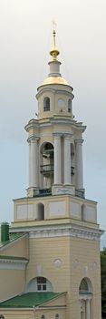 cupolas of orthodox temple with sky at background