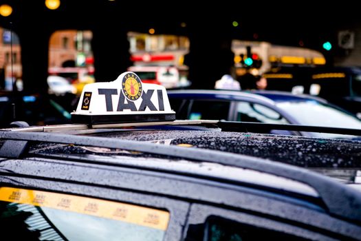 Taxi Cab Waiting for a Fare in Stockholm City
