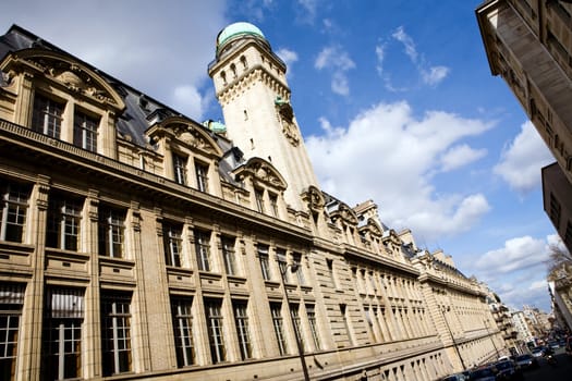 Beautiful view of university Sorbonne in Paris, France on a sunny day 