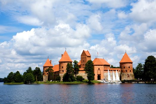 View of beautiful Trakai, Island Gothic Castle, Lithuania 