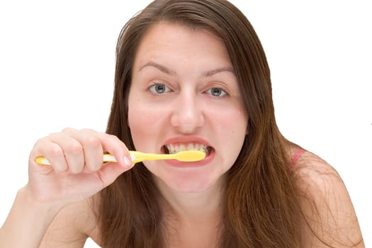 Beautiful girl about to brush her teeth